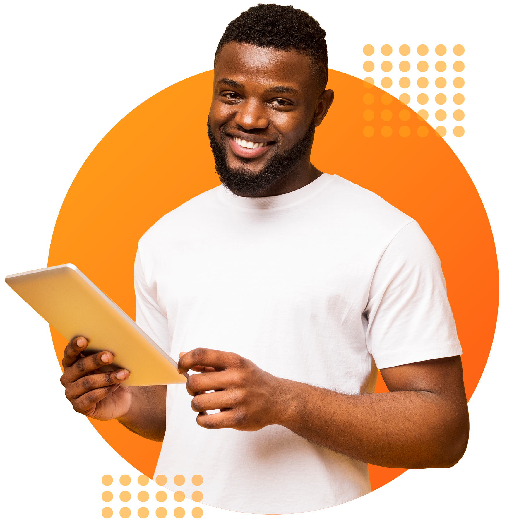 Man holding tablet