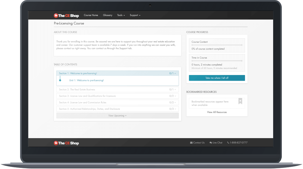 Screenshot of a The CE Shop course in LEAP