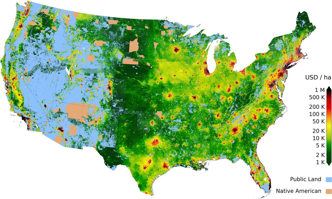 Average Land Value US Map